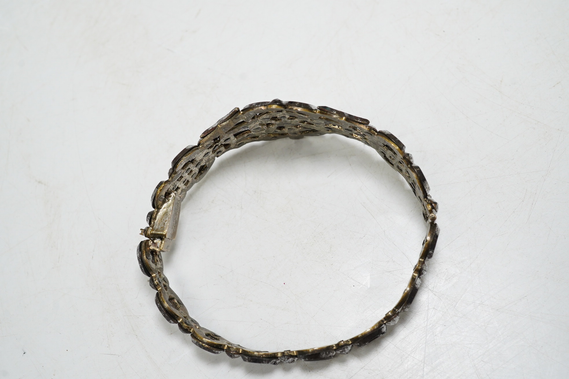 A Victorian cut steel bracelet, 6.25cm. Condition - fair